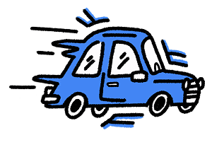 Dessin d'une voiture bleue qui avance